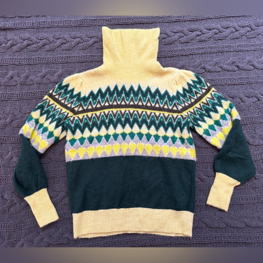 Loft Multicolor Patterned Turtleneck Sweater Women's Small